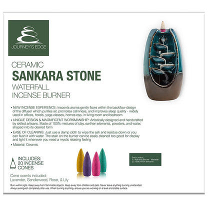 Ceramic Sankara Stone Waterfall Incense Burner or 100 Incense Cones