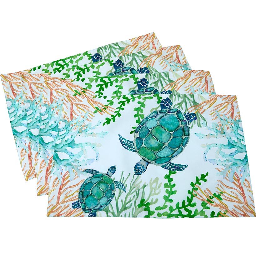 Coastal Sea Turtle Set of 4 Placemats or Runner