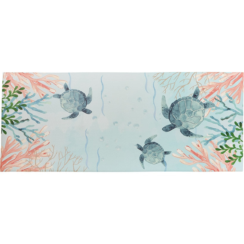 Coastal Sea Turtles Kitchen Comfort Runner Rug