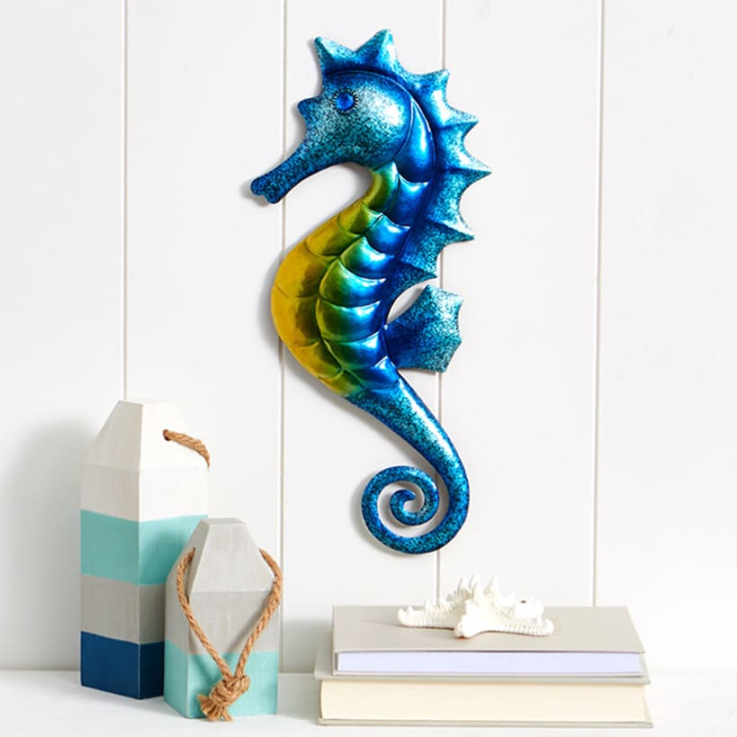 Vibrant Blue Seahorse Metal Sculpture#select-sculpture_seahorse