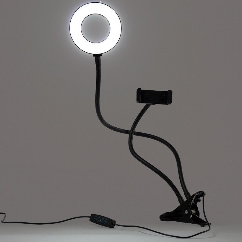 Selfie Stick LED Ring Light with Gooseneck Stand