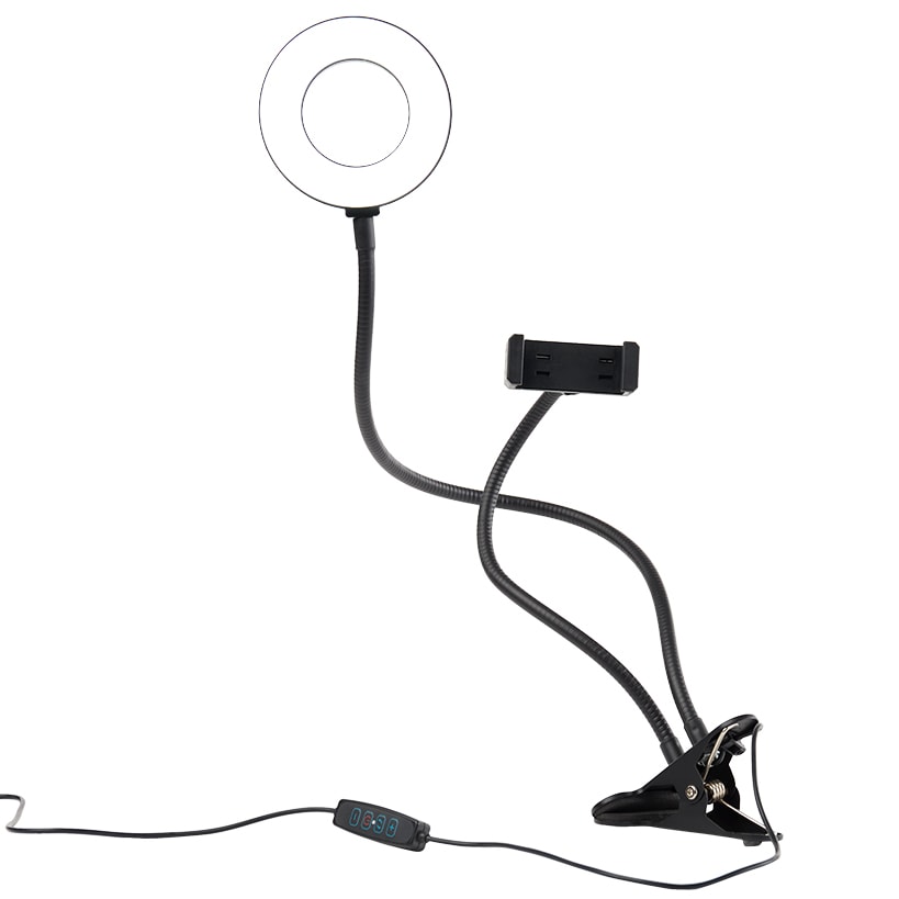 Selfie Stick LED Ring Light with Gooseneck Stand