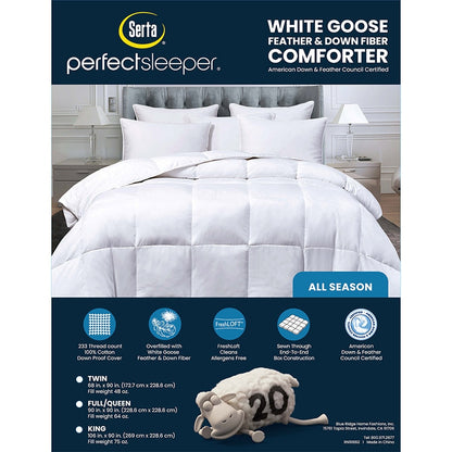 Serta All-Season 233-Thread Count Goose Feather and Down Fiber Comforter
