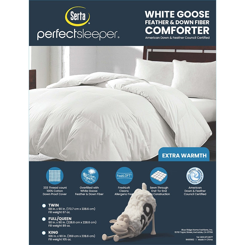 Serta ExtraWarmth 233-Thread Count Goose Feather and Down Fiber Comforter