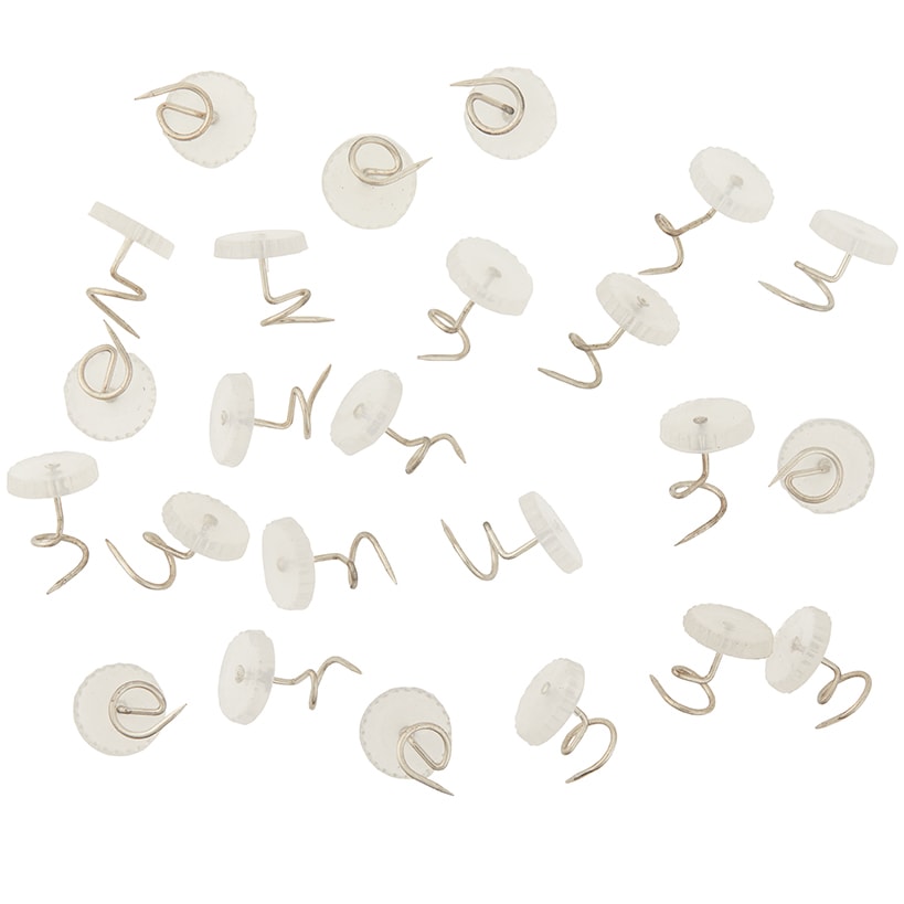 Upholstery Locks With Clear Plastic Head, Metal Corkscrew Pin Set of 24