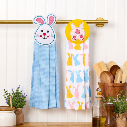 Embroidered Bunny Kitchen Towels Set of 2