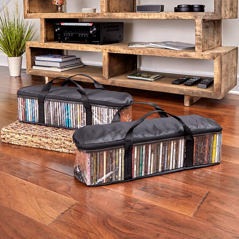 Media Storage Bag Organizer with Handles for DVDs or CDs Set of 2#select-design_black
