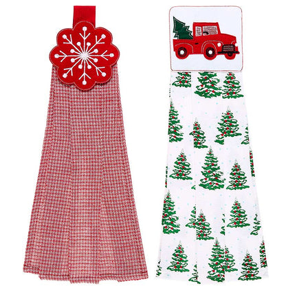 Set of 2 Christmas at the Barn Embroidered Kitchen Towels