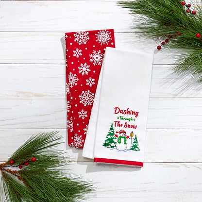 Set of 2 Christmas at the Barn Embroidered Kitchen Towels