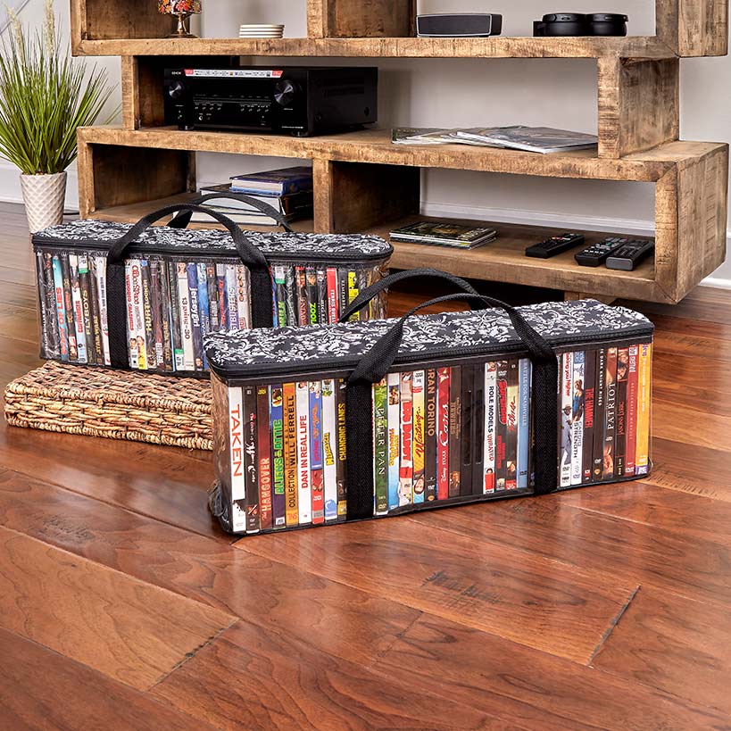 Media Storage Bag Organizer with Handles for DVDs or CDs Set of 2#select-design_damask
