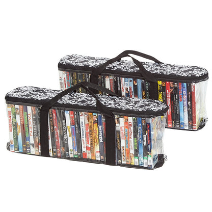 Media Storage Bag Organizer with Handles for DVDs or CDs Set of 2