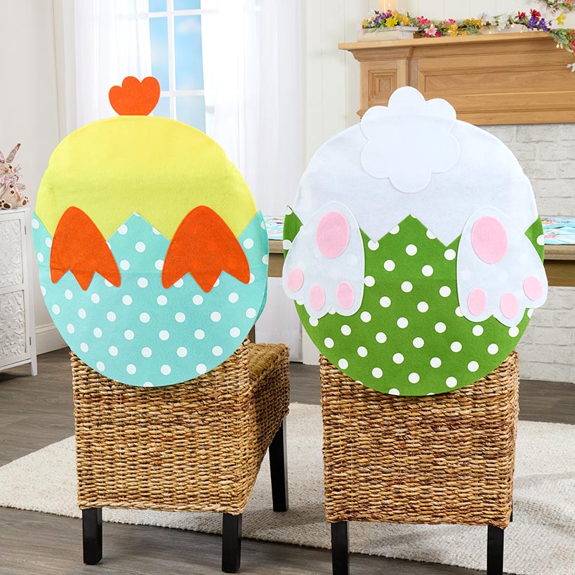 Easter Decorative Dining Chair Covers Set of 2#select-character_bunny-&-chick