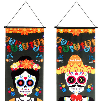 Set of 2 Day of the Dead Door Porch Banners
