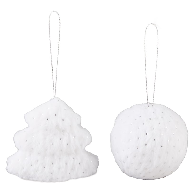 Set of 2 Faux Fur Ornaments