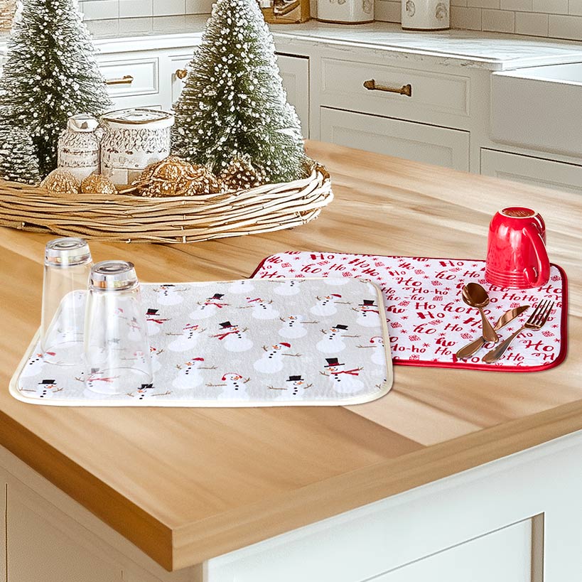 Set of 2 Festive Drying Mats