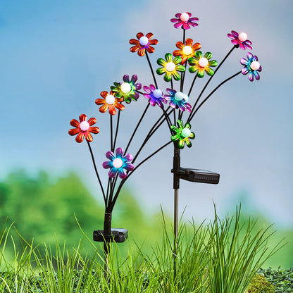 Flower Spray Solar Garden Stakes - Set of 2