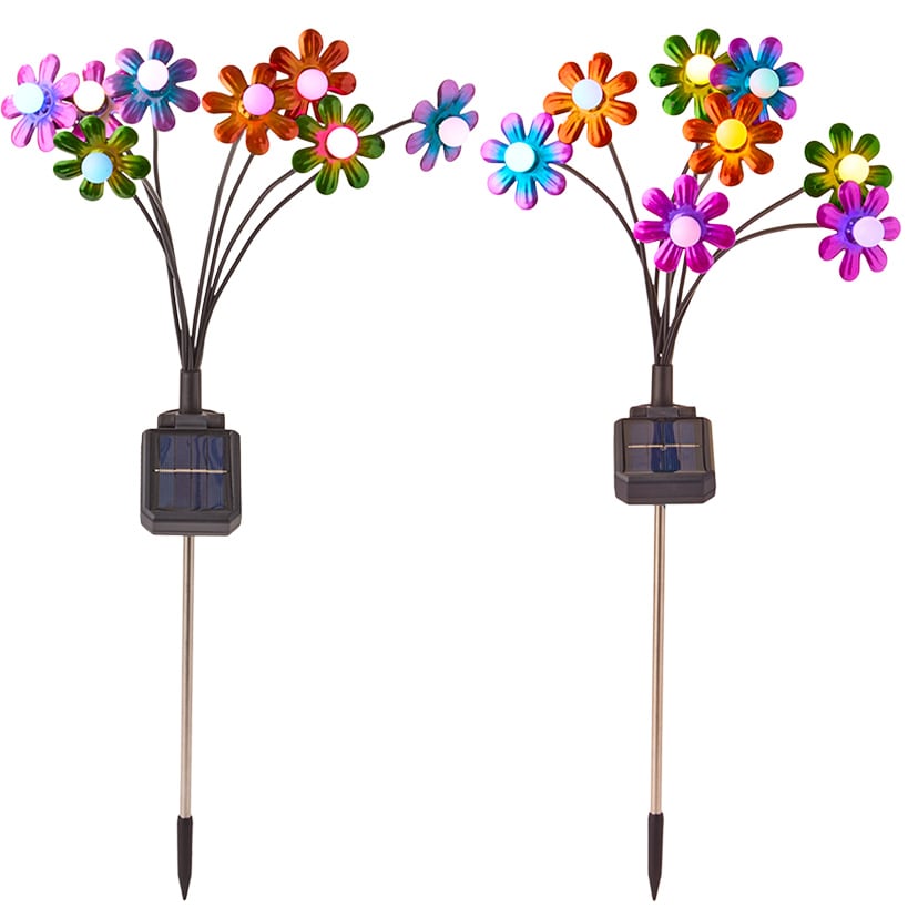 Flower Spray Solar Garden Stakes - Set of 2