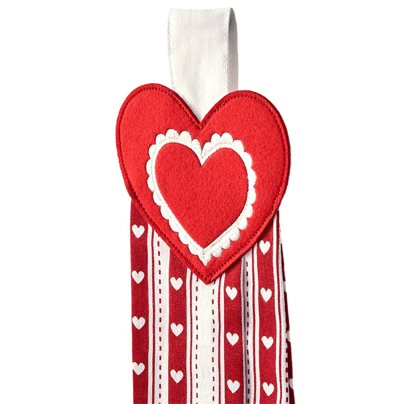 Valentine's Day Kitchen Tie Towels Hearts Set of 2