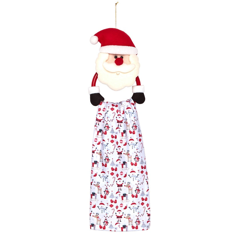 Holiday Kitchen Towel Set of 2 with Decorative Ring for Hanging