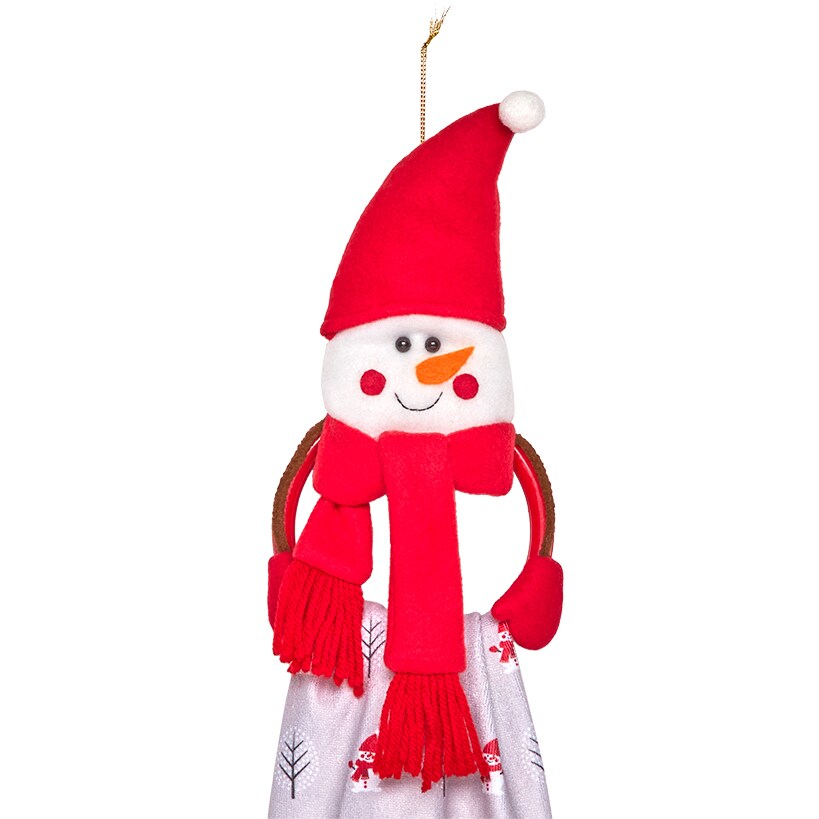 Holiday Kitchen Towel Set of 2 with Decorative Ring for Hanging