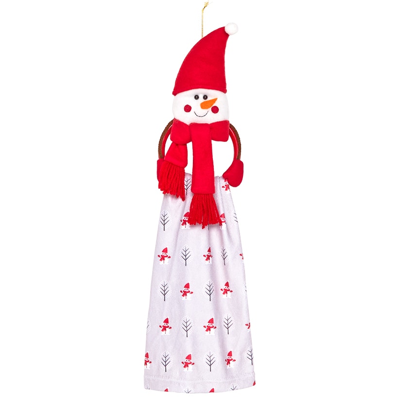 Holiday Kitchen Towel Set of 2 with Decorative Ring for Hanging