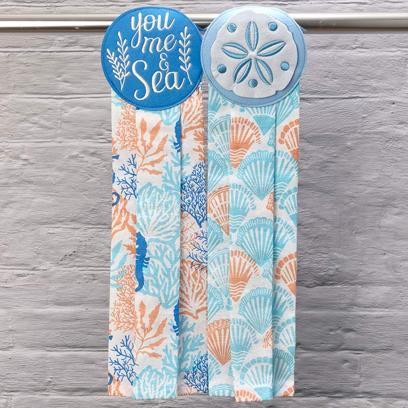 Coastal Themed Kitchen Embroidered Tie Towels, Set of 2#select-item_you-me-&-sea