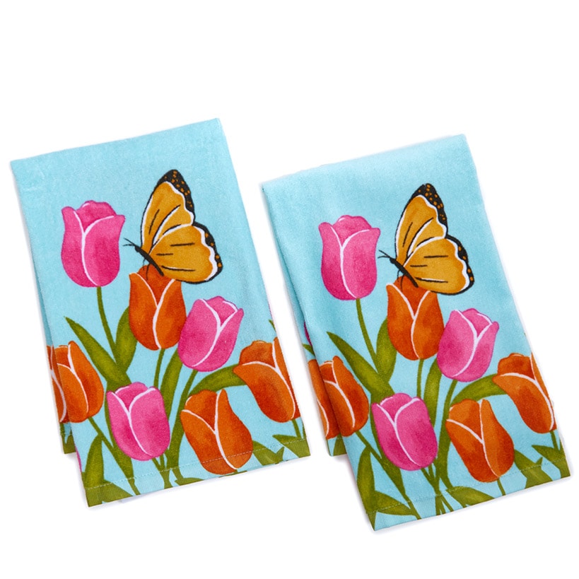 Watercolor Tulip Oven Mitt and Potholder Set