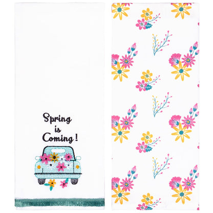 Spring Truck Embroidered Kitchen Towels, Set of 2