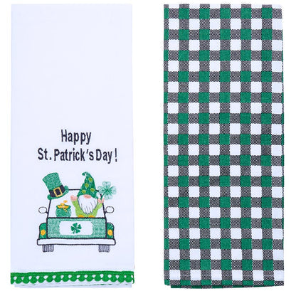 St Patrick's Day Embroidered Kitchen Towels, Set of 2