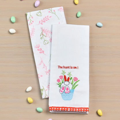 Embroidered Bunny Kitchen Towels Set of 2