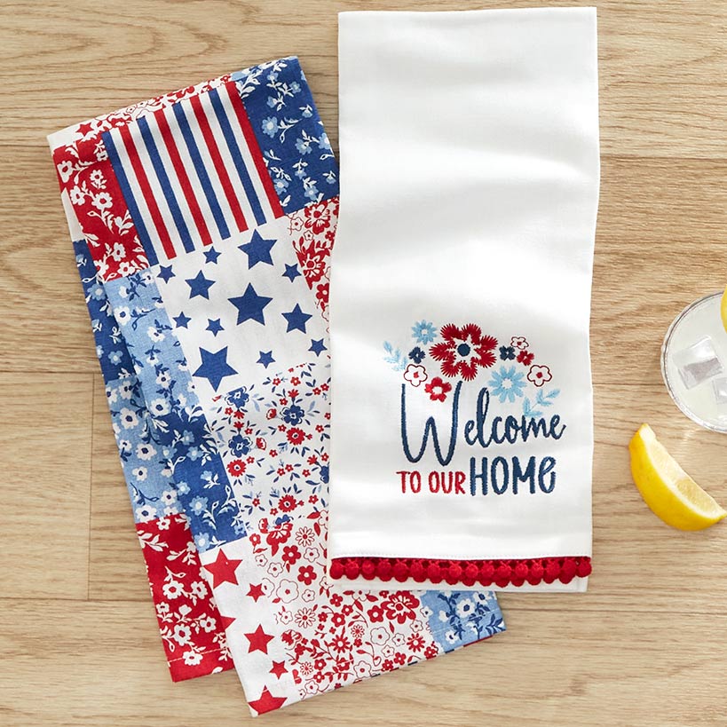 4th of July Themed Embroidered Kitchen Towels, Set of 2#select-towel_welcome-to-our-home