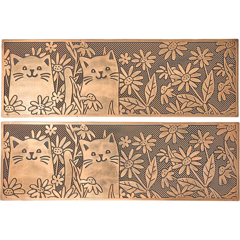 Rubber Stair Treads Set of 2, Garden Kitten