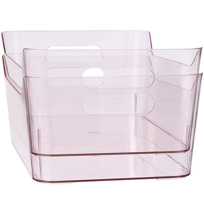 Large Plastic Storage Bins in Blush - Set of 2