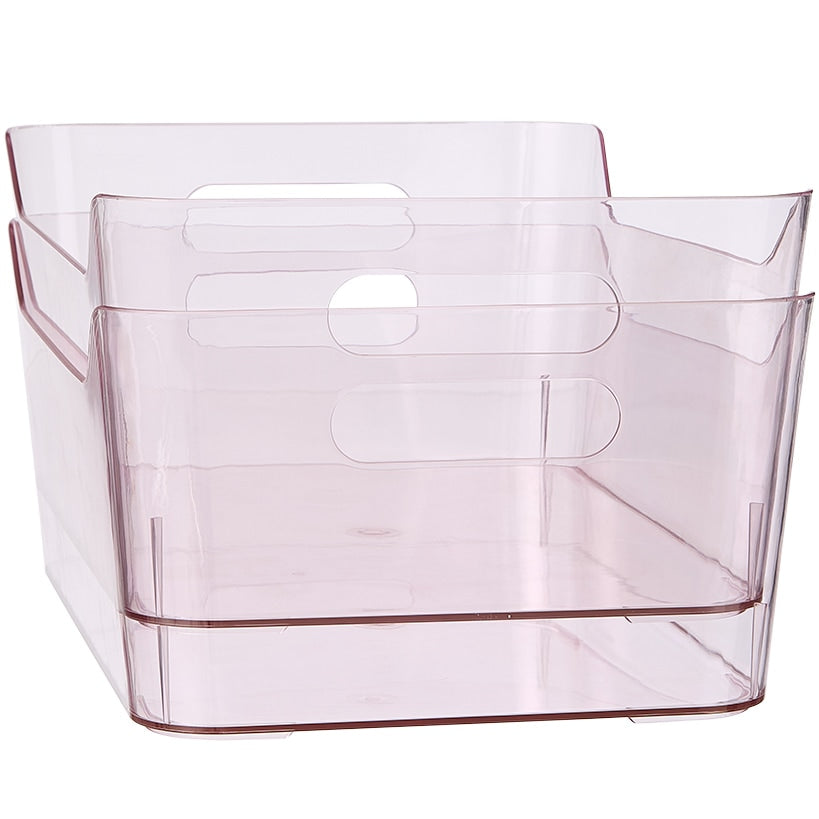 Large Plastic Storage Bins in Blush - Set of 2