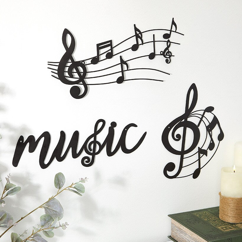 Stylish Metal Music Wall Art Decor Set of 2
