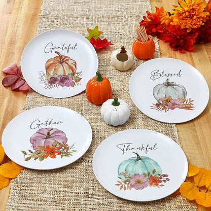 Fall Orange and White Pumpkin Toothpick Holders - Set of 2