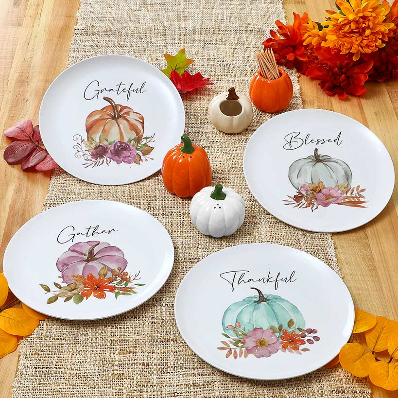 Fall Orange and White Pumpkin Toothpick Holders - Set of 2
