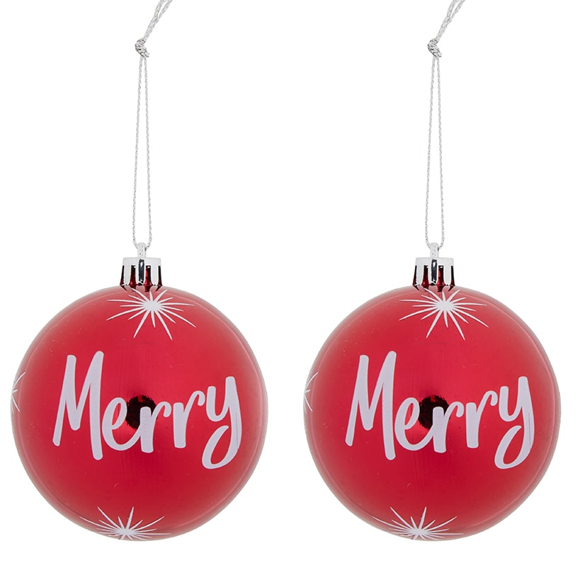 Sets of 2 Red Noel Ornaments