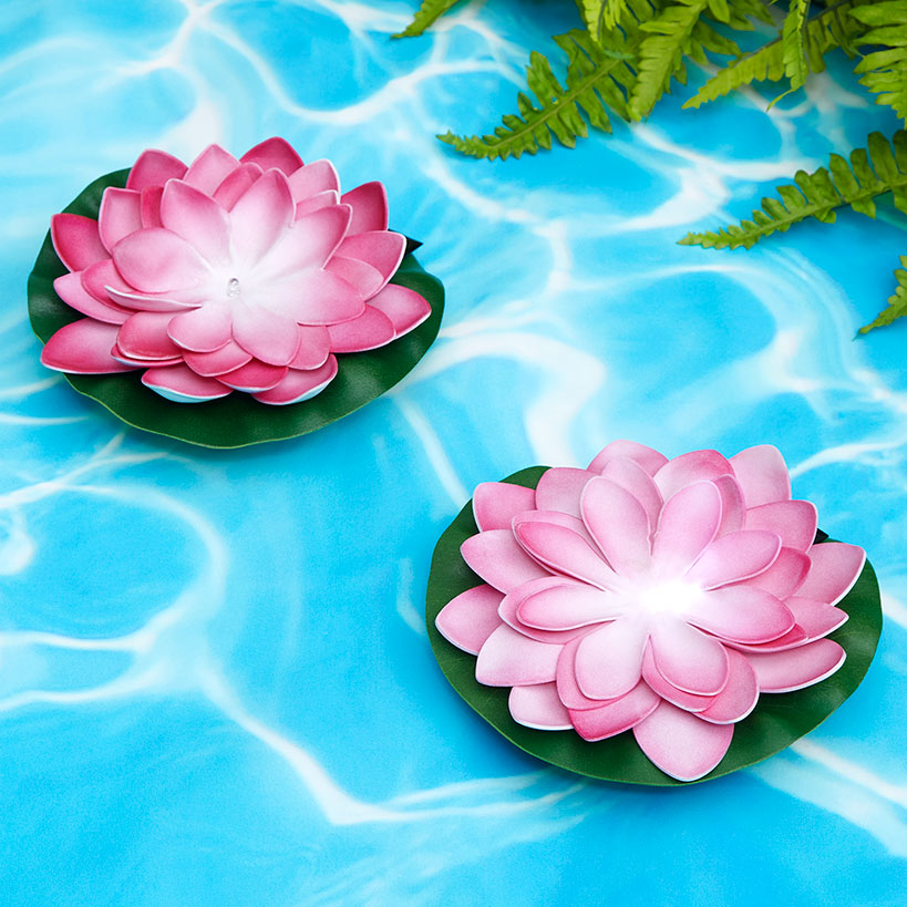 Solar Floating LED Flower Lights - Pink or White Set of 2#select-color_pink