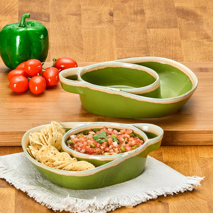 Stoneware Dual Compartment Soup & Side Bowl Set