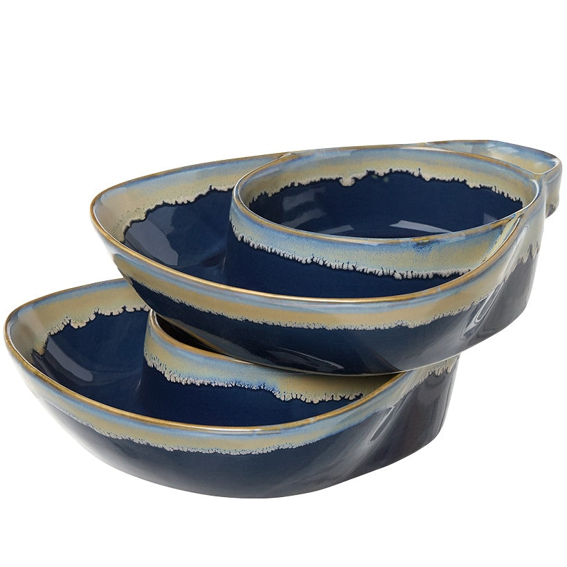 Stoneware Dual Compartment Soup & Side Bowl Set