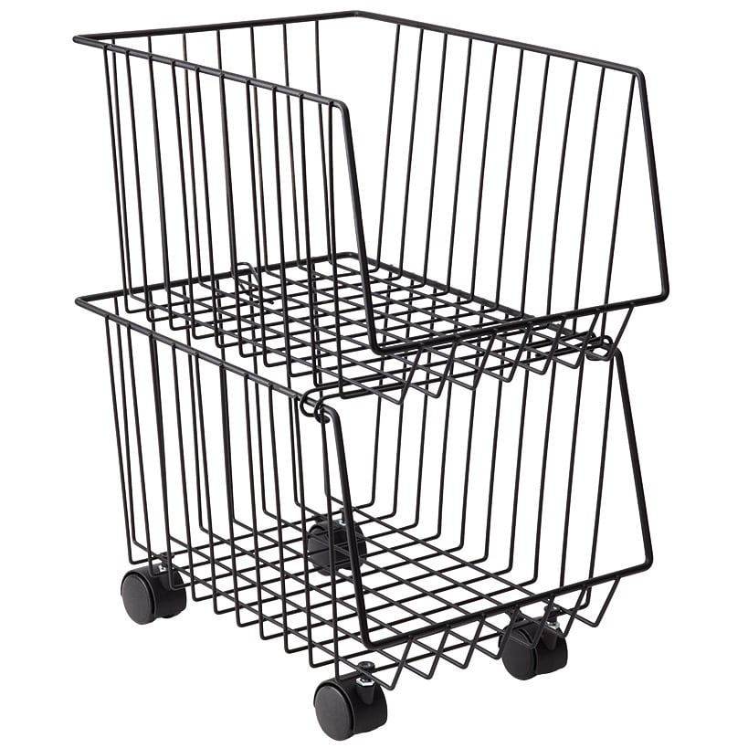 Metal Deep Stackable Storage Bins with Wheels - Kitchen or Bathroom