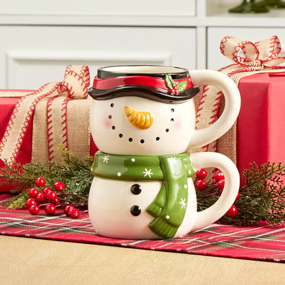 Christmas Characters Stackable Ceramic Mugs Set of 2
