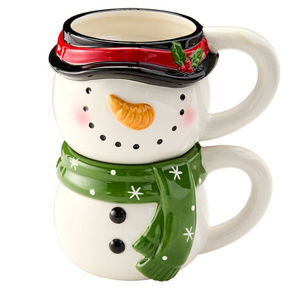 Christmas Characters Stackable Ceramic Mugs Set of 2