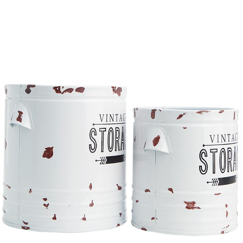 Vintage Metal Kitchen Storage Canisters - Set of 2