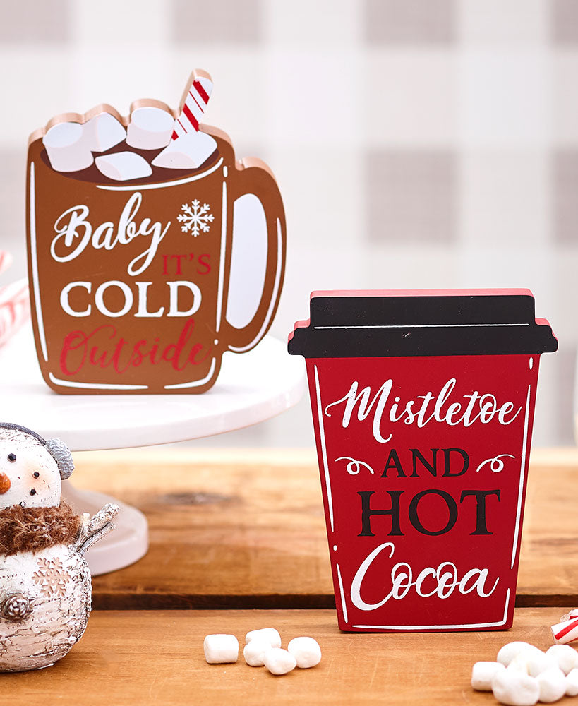 Sets of 2 Warm Drink Block Signs