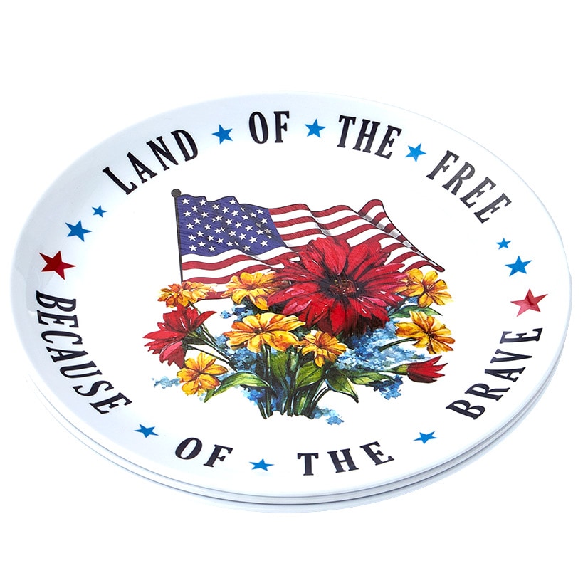 Patriotic American Melamine 12" Serving Platters - Set of 3