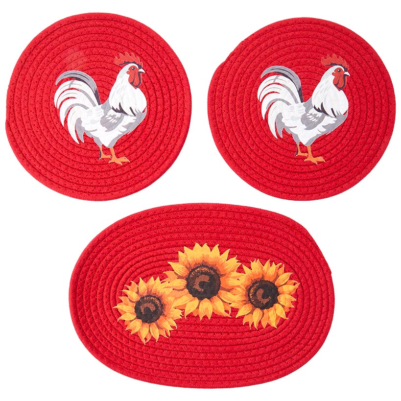 Decorative Kitchen Fabric Trivets - Set of 3