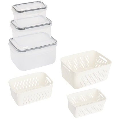 Food Storage Fridge Containers with Colanders Set of 3