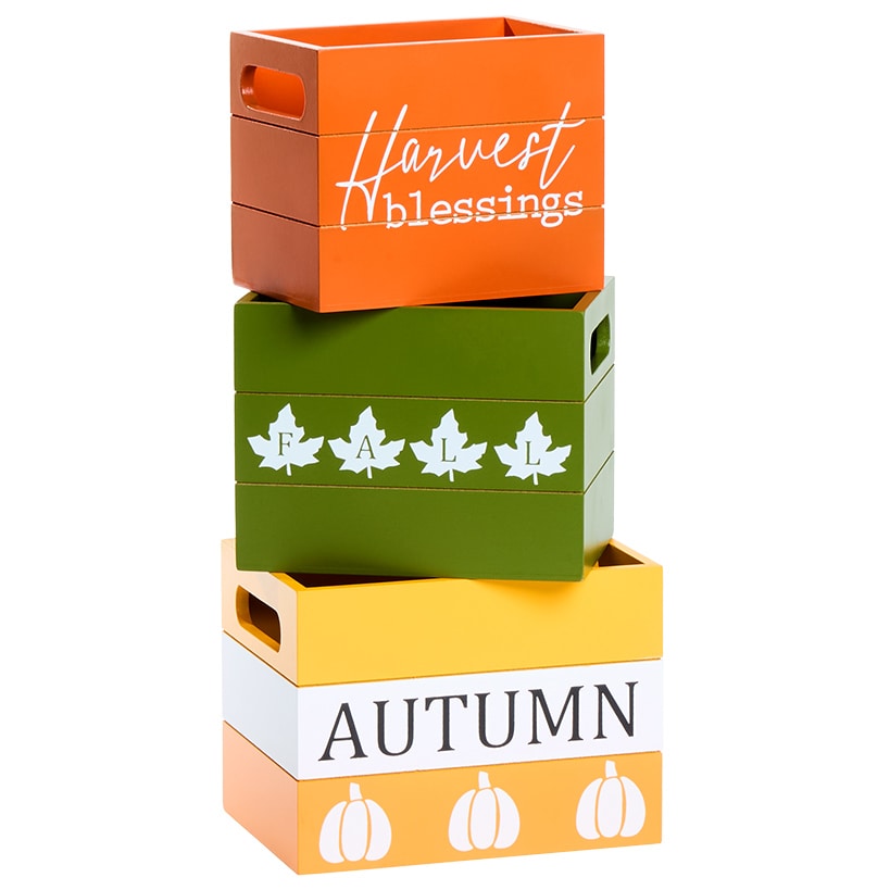 Set of 3 Harvest Wooden Boxes